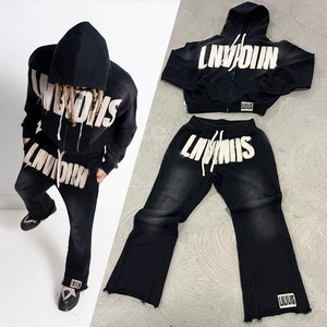 Unisex Oversized Acid Wash Hoodie and <b>Joggers</b> Tracksuit <b>Set</b> for Men and <b>Women</b>-Casual Anti-UV Quick Dry Eco-Friendly - Product Image 3