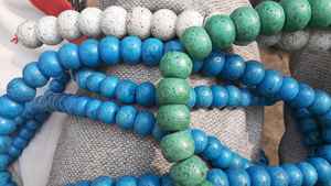 Custom Made Vintage Theme Old Look <b>Large</b> Size Round Glass <b>Beads</b> in Blue , White and Dark Blue Colors Ideal for Jewelry. - Product Image 4