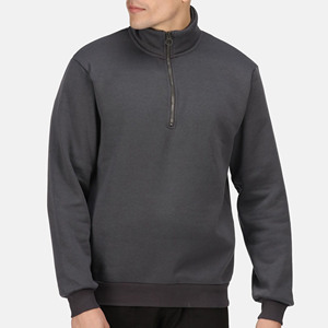 Sweat-shirt à col montant zippé pour homme Index Apparel, gris foncé uni, coupe classique, décontracté, automne, en molleton tricoté - Product Image 4