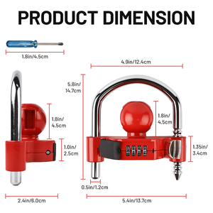 Candado de Combinación de 4 Dígitos Vypart para Remolque, Grillete de Acero Resistente en Rojo, Compatible con Trinquete y Candados - Product Image 2