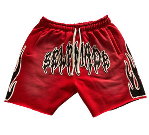 Pantalones Cortos Personalizados para Hombre, Tejido Francés, 100% Algodón, Diseño con Estampado de Llamas, con Cremallera, Lavados - Product Image 2