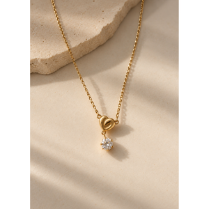 Collier solitaire en forme de cœur plaqué or avec pierre en zircon pour les fêtes - Product Image 3