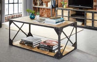 Table basse moderne recyclée avec étagère en métal et bois pour appartement, bureau, salon