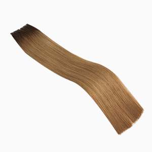 ผมต่อแบบเทป 9A Remy Kinky Straight ความยาว 8 นิ้ว สีน้ำตาลเข้มประกายบลอนด์คาราเมล สำหรับทำผมแบบออมเบร แบบ Double Drawn - Product Image 3