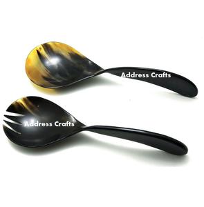 Cuillère en corne de style viking de meilleure qualité faite à la main en matériau naturel ensemble de serveurs à salade en corne de buffle pour la fête au prix de gros - Product Image 3