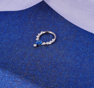 Anillo <span class=keywords><strong>de</strong></span> Nariz <span class=keywords><strong>de</strong></span> Titanio G23 con Segmento Articulado y Cristal Blanco, Diseño <span class=keywords><strong>de</strong></span> Anillo Cerrado, Joyería Corporal Unisex para Oficina/Trabajo/Boda - Product Image 2