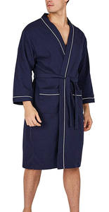 Ropa de dormir de boda con logotipo personalizado de diseñador para hombre, ropa de dormir de invierno de algodón para Hotel, Spa, albornoz con gofres, tela de seda - Product Image 4