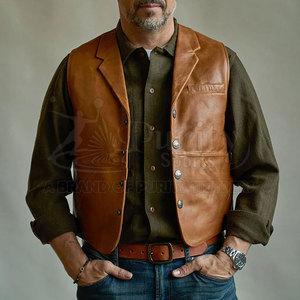 Fashion Custom Made100% Genuine Leather <b>Vest</b> <b>Men</b> Customized Slim Fit Made In Pakistan Leather <b>Vest</b> - Product Image 2