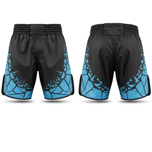 Shorts de MMA à motif brisé en gros |   Vêtements de sport noir et bleu - Product Image 3
