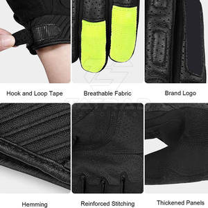 Gants de moto sportifs respirants pour l'extérieur, à doigts entiers, avec fermeture auto-agrippante, qualité supérieure, couleur personnalisée, en cuir, pour MOTOCROSS - Product Image 3