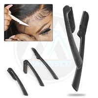 Logo personnalisé perruque pince à épiler pré-plumée ciseaux rasoirs dentelle frontale installation dentelle coupe 3 en 1 kit d'outils 3 en 1 ensemble de pinces à épiler