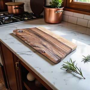 Planche à découper en noyer, planche de cuisine en bois massif avec grain naturel pour couper, hacher, servir le fromage, le pain et une utilisation élégante sur table - Product Image 2