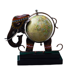 Globe de carte du monde d'éléphant en métal pour la salle d'art rotative décorative de Globe de terre de bureau avec la finition antique excellente - Product Image 4