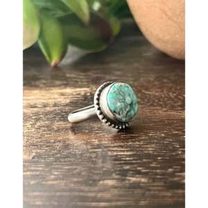 White Water Turquoise Sterling <b>Silver</b> Statement <b>Ring</b> Size 6 for <b>Men</b> - Product Image 3