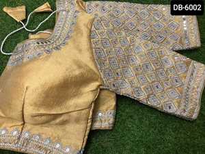 Vêtements ethniques de Style moderne de styliste, soie malbarbie avec séquence de codage de broderie, travail entièrement cousu avec Blouse de taille libre - Product Image 6