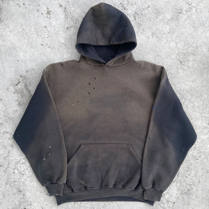 Pull design décontracté fabricant personnalisé Streetwear coton lourd en détresse broderie Vintage sweats à capuche hommes - Product Image 2