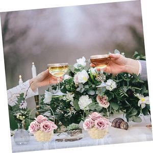 Elegant Mini <b>Woven</b> Bamboo <b>Basket</b> Handmade Oblong Flower Decor for Home Micro Landscape Practical <b>Storage</b> Accessory Square Shape - Product Image 2