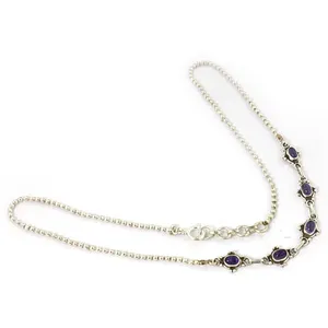 Élégante Chaîne de Cheville en Améthyste pour Femme, Bijou en Pierre Précieuse Argentée, Bracelet de Pied Style Bohème - Product Image 2