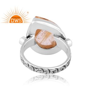 Anillo de declaración de piedras preciosas de rutilo y citrino dorado Natural de plata de ley oxidada de la mejor calidad, fabricante de joyería personalizada - Product Image 4