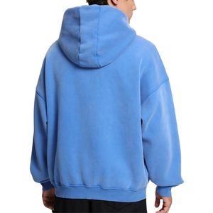 Pull à capuche bleu délavé à l'acide avec fermeture éclair complète Coton Polyester Logo personnalisé Conception Streetwear Hoodies - Product Image 2