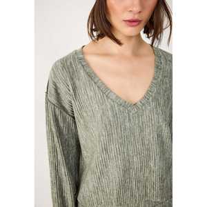 Blusa informal de manga corta con cuello redondo acanalado y logo frontal - Product Image 2