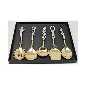 Cuillère de service à salade en acier inoxydable ensemble de 6 pièces meilleure vente personnalisée vente chaude artisanat cuillère ensemble de serveur à salade - Product Image 6