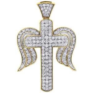 Pendentif Ailes d'Ange en Moissanite Taille Brillante en Argent Sterling 925 Plaqué Or Jaune 14K, Style Hip Hop Chrétien pour Homme, Cadeau - Product Image 2