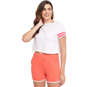 Camiseta informal de verano de manga corta con cuello redondo, conjunto de pantalones cortos, camisetas activas con estampado de logotipo personalizado para mujeres y hombres, técnicas lavadas - Product Image 2