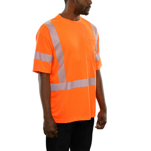 Chemises de travail haute visibilité pour hommes avec logo personnalisé, manches courtes, bande réfléchissante de sécurité, construction, travail pour hommes, t-shirts haute visibilité - Product Image 5