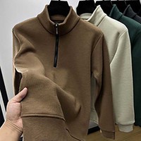 Sweat-shirt à col rond pour homme en velours côtelé tricoté, respirant, chaud pour l'automne, avec fermeture éclair, broderie personnalisée du logo OEM