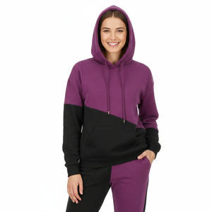 Compra al por Mayor Sudaderas Personalizadas para Mujer, Sudadera con Paneles en Contraste, Estilo Informal, Logotipo Propio OEM, Ajuste Holgado, Hombros Caídos, Sudaderas de Algodón - Product Image 1