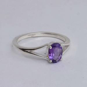 Vente en gros d'anneaux de style bohème en argent sterling 925, pierres précieuses d'améthyste de coupe ovale naturelle, look incroyable, bijoux en vrac Sobiz - Product Image 2