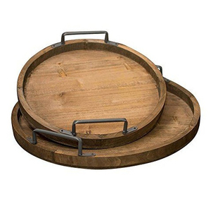 Customized Luxury Fruit <b>Tray</b> Serving Plate Teak Acacia Walnut Wood Bamboo With Handles Home Decor Food Platter - Product Image 3