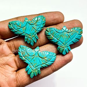 พลอยแกะสลักรูปนกอินทรีทองแดงสีเทอร์ควอยซ์ AAA อัญมณีแกะสลักหินหลวมสำหรับทำจี้40มม. - Product Image 3