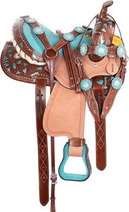 Selles de course occidentales et anglaises en cuir véritable de qualité supérieure pour l'équitation - Product Image 2