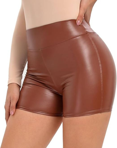 Short respirant décontracté en faux cuir taille moyenne sexy pour femmes - Product Image 4