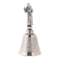 Cloche en laiton argenté avec poignée avec statue de Padre Pio cloche de prière religieuse pour le culte de l'église décor de temple usage spirituel