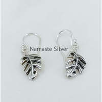 Boucles d'oreilles pendantes en argent sterling 925 faites à la main pour femmes, motif feuille de Monstera, style bohème, bijoux à motif végétal, anniversaire, mariage, Noël