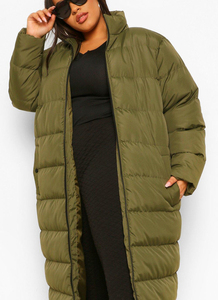 Chaqueta Larga de Invierno para Mujer con Cremallera Cortavientos, Abrigo Holgado con Capucha de Punto, Impermeable, Decorado con Patrones, Relleno de Poliéster - Product Image 5