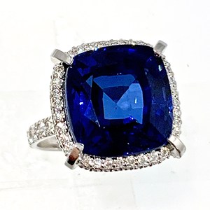 Bague en saphir bleu de laboratoire Bague en argent sterling 925 Bague en saphir bleu de taille coussin Bague en argent Bague de mariage Bague faite à la main - Product Image 1