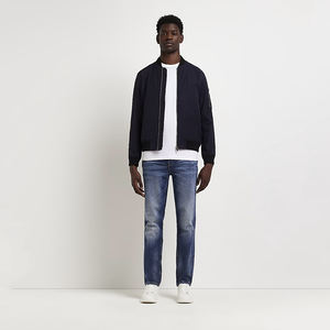 Automne printemps hommes nouveau Slim Fit Bomber vestes décontracté solide fermeture éclair Satin tissu veste avec capuche col montant - Product Image 1