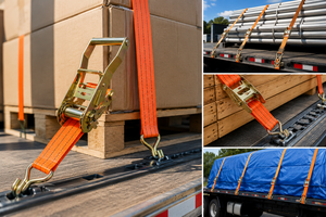 Sangle à cliquet de retenue de charge pour camion 38mm 1500kg en polyester haute ténacité avec crochets – Vente directe usine, service personnalisé disponible - Product Image 2