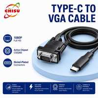 Câble adaptateur convertisseur actif USB Type-C vers VGA 1080P avec connecteur nickelé pour moniteur et projecteur