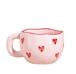 <b>Cute</b> Pink Durable Ceramic Cups With Elegant Heart Designs Perfect For Entertaining Guests Or Relaxing With Your Favorite Drink - Product Image 5