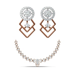 Romantic Korean Style Wedding Evening Jewelry Gift <b>Set</b> <b>Square</b> Zircon VVS Miossanite Diamond Yellow Gold for Engagement Necklace - Product Image 1