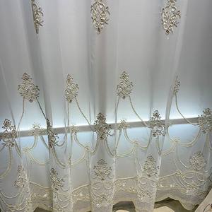 Элегантная кружевная ткань Роскошная вышивка прозрачная занавеска из ткани занавески для дома, спальни - Product Image 6