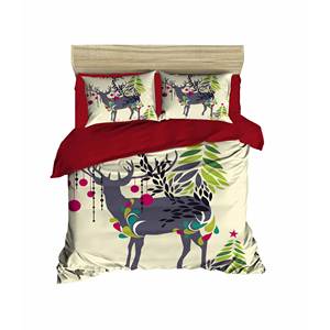 Parure de lit double de Noël festive en coton Ranforce classique, imprimé numérique, pour la maison - Product Image 2