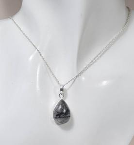 จี้ดีไซน์เนอร์รูปลูกแพร์ของขวัญสำหรับเครื่องประดับจี้แฟชั่นอัญมณีสีดำทำด้วยมือของเธอ925จี้อัญมณีเงินสเตอร์ลิง - Product Image 2