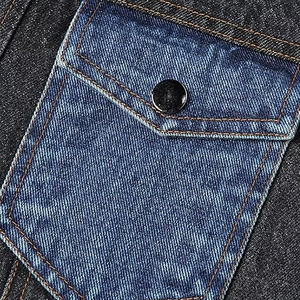 Veste en jean pour homme sur mesure, 100% coton, écologique, coupe-vent, respirante, antibactérienne, manches en cuir, denim délavé à l'acide - Product Image 5