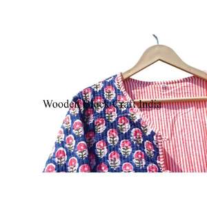 Chaqueta Acolchada Clásica de Algodón Hecha a Mano para Mujer, Reversible, con Patrón Étnico Kantha, Ecológica para Invierno - Product Image 3